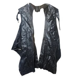 Black Adjustable Waist Leather Chaps Size XL